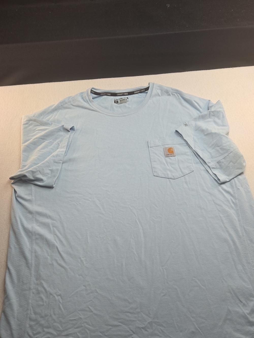Carhartt Men's Light Blue Pocket Tee with Logo Patch